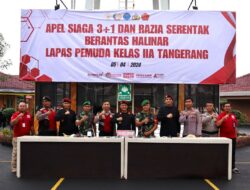 Lapas Pemuda Tangerang Gandeng BNN, TNI dan Polri Gelar Razia Serentak di Setiap Blok Hunian