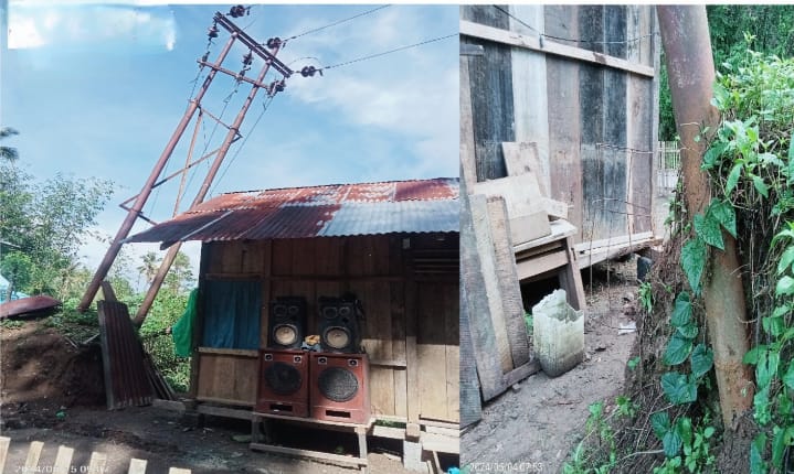 Tiang Listrik Hampir Roboh, Laporan Warga Ke -PLN Tidak di Respon, Batang Hidung Petugas PLN Tidak Kelihatan. (Foto : istimewa)