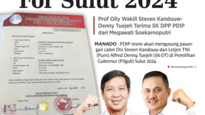 Prof Olly Wakili Steven Kandouw- Denny Tuejeh Terima SK DPP PDIP dari Megawati Soekarnoputri