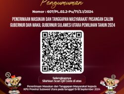 KPU Sulut Umumkan Penerimaan Tanggapan Masyarakat Pilgub Sulut 2024