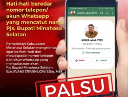 Waspadai Nomor WA Palsu Atas Nama Pjs. Bupati Minahasa Selatan